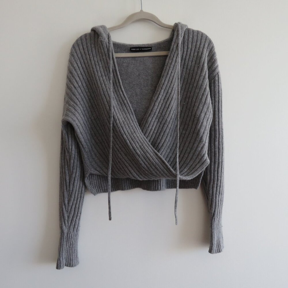 Gray Ribbed Women's Sweater - Picture 2 of 16